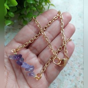 NWOT Amethyst Necklace Handcrated Unique Bohemian Gold